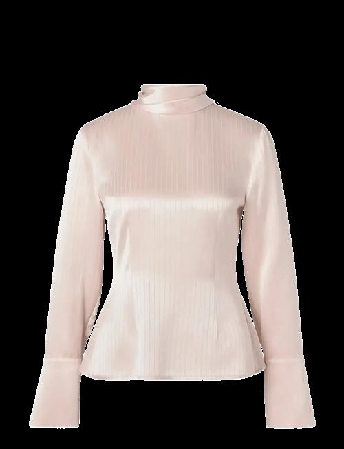 Malina | Celene Tie Detailed Satin Blouse | 36