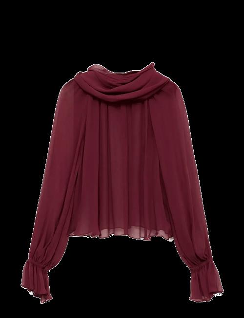 Mango | Semi-Transparent Blouse With Foulard | L