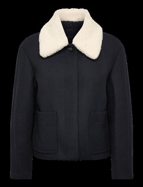 Mango | Wool-Blend Jacket With Shearling-Blend Collar | M