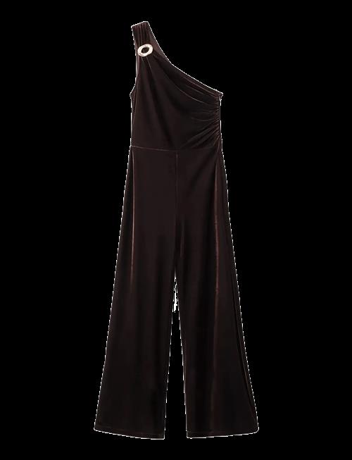 Mango | Velvet Jumpsuit With Metallic Detail | M