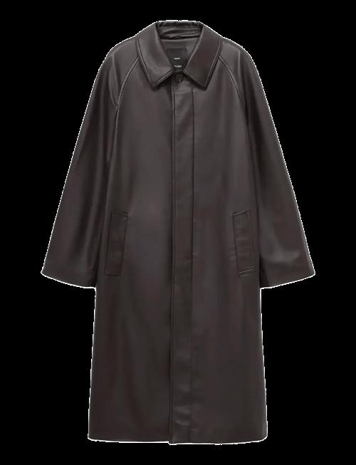 Mango | Long Faux-Leather Trench Coat | L