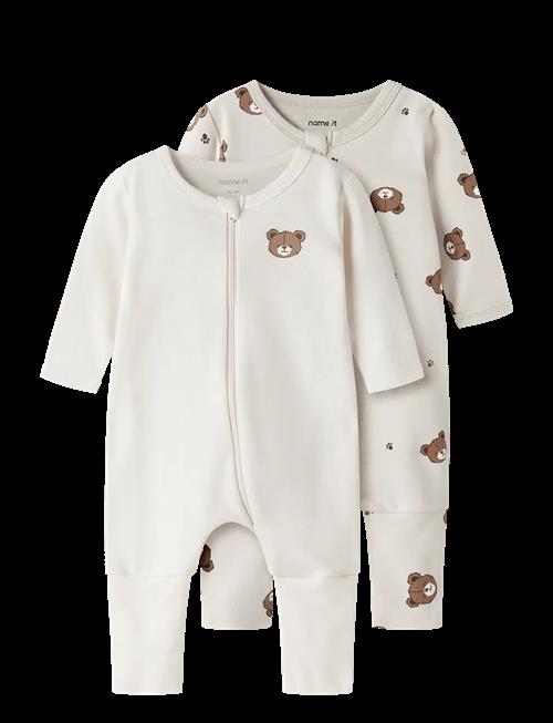 name it | Nbnnightsuit 2P Zip Ff Pumice Bear Noos | 86