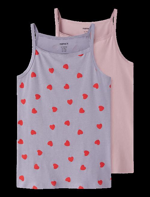 name it | Nkfstrap Top 2P Lavender Hearts Noos | 158-164