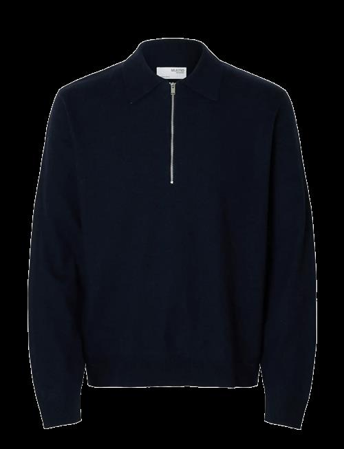 Selected | Slhtray Merino Brushed Relaxed Zip Polo | L