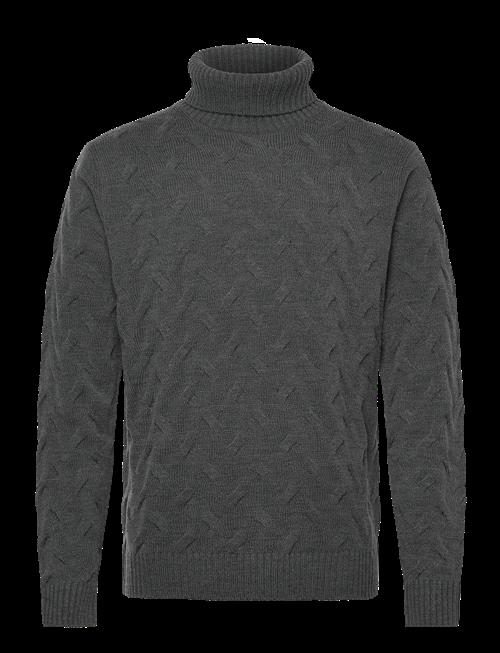 Lindbergh Black | 1927 Merino Blend Texture Roll Neck | XXL
