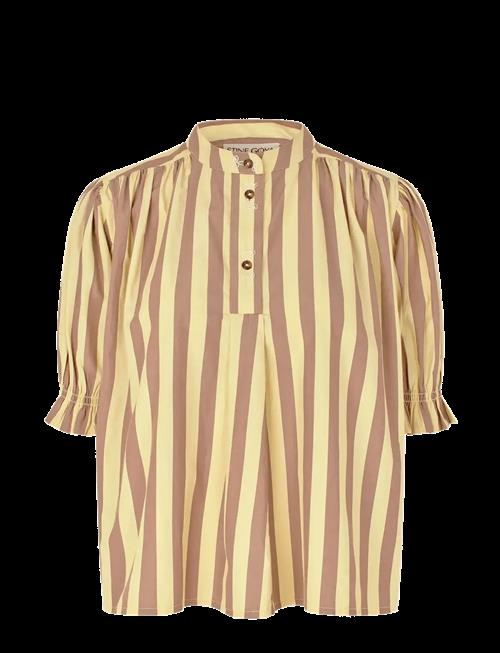 STINE GOYA | Soft Striped Embroidery, Smocked Gathered Top | L
