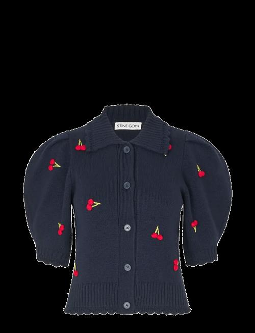 STINE GOYA | Midweight Wool, Bobble Knit Polo Cardigan | L