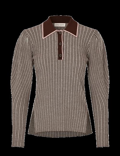 STINE GOYA | Soft Rib, Long Sleeve Knit Polo | S