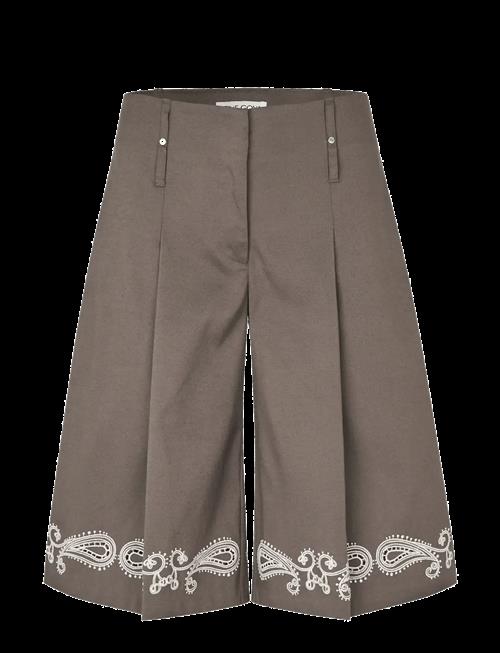 STINE GOYA | Embroidered Canvas, Pleated Eyelet Bermuda | S