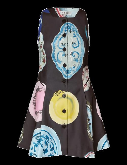 STINE GOYA | Double Sided Crepe, Sleeveless Button-Up Mini Dress | S
