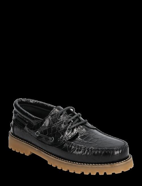 Garment Project | Ollie Boat Shoe - Black Croco Leath | 42