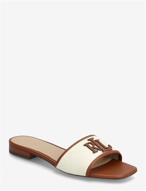 Lauren Ralph Lauren | Everley Leather-Trim Canvas Slide Sandal | 36