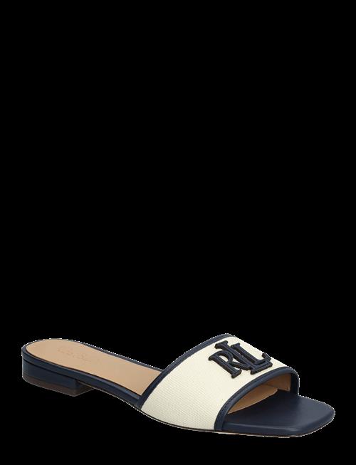 Lauren Ralph Lauren | Everley Leather-Trim Canvas Slide Sandal | 37.5