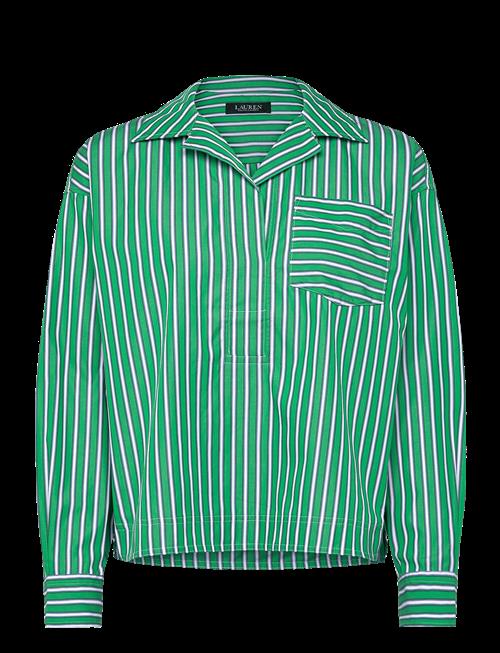 Lauren Ralph Lauren | Striped Cotton Broadcloth Cropped Shirt | XS
