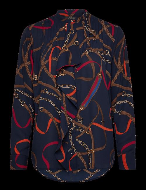 Lauren Ralph Lauren | Print Ruffle-Trim Georgette Shirt | L