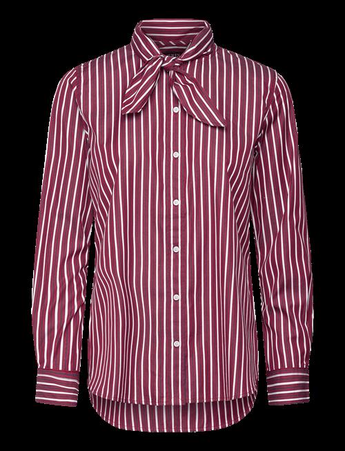 Lauren Ralph Lauren | Striped Cotton Broadcloth Tie-Neck Shirt | 36