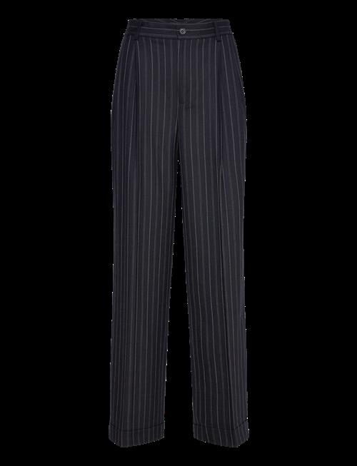 Lauren Ralph Lauren | Striped Pleated Wool-Blend Twill Pant | 42