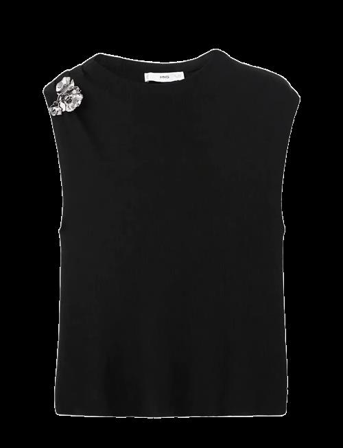 Mango | Knitted Top With Metallic Flower | M