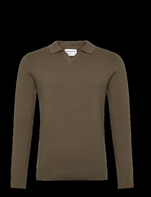 Lindbergh | Rib Knitted L/S V-Neck Polo | XXL
