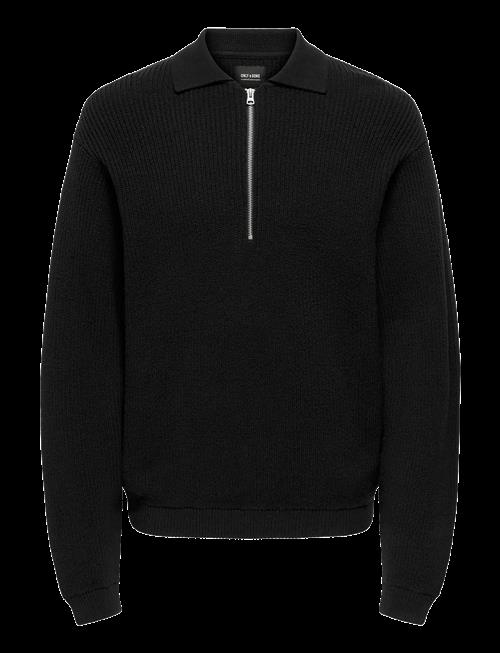 ONLY & SONS | Onskaiser Rlx Ls 1/2 Zip Polo Knit Noos | S