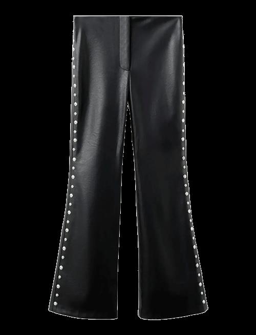 Mango | Studded Faux-Leather Trousers | 38