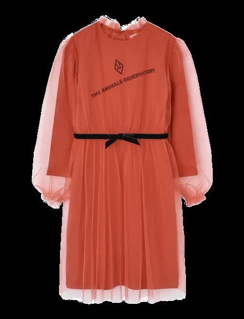 THE ANIMALS OBSERVATORY | Tulle Tortoise Kid Midi Dress Red | 10 Y