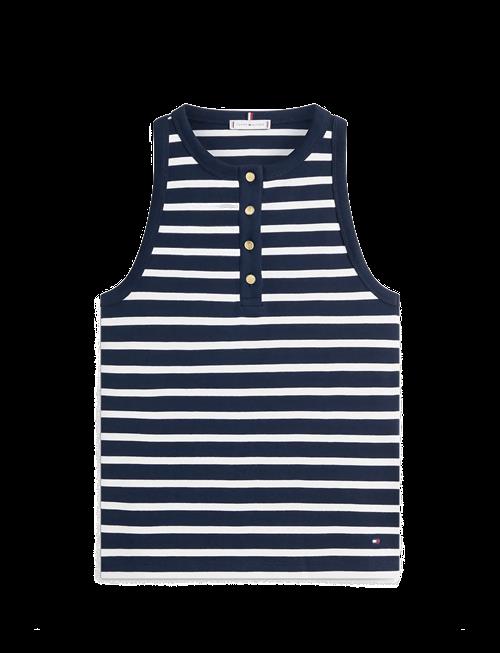 Tommy Hilfiger | Gold Button Henley Top | L