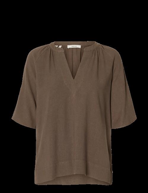 Selected | Slfviva 2/4 V-Neck Linen Blend Top Noos | 42