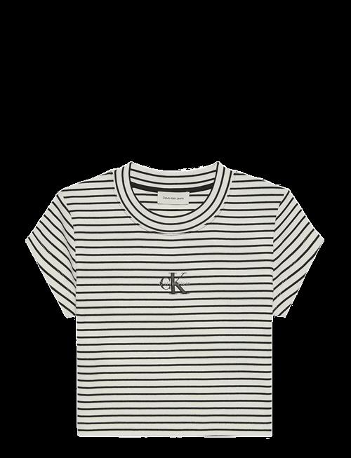 Calvin Klein Jeans | Striped Monologo Baby Rib Tee | L
