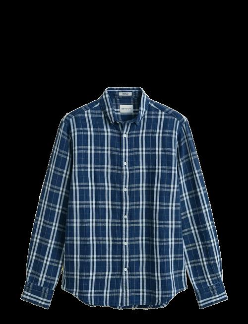 Gant | Reg Cotton Linen Indigo Chk Shirt | S
