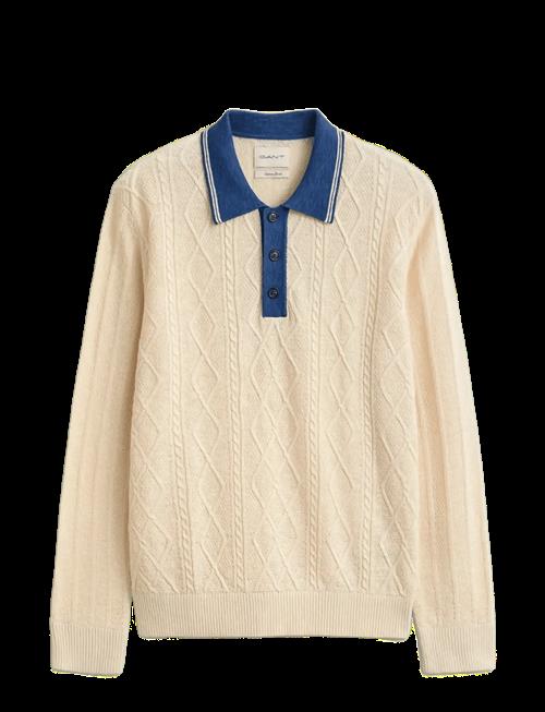 Gant | Linen Cotton Silk Blend Cable Polo | XL