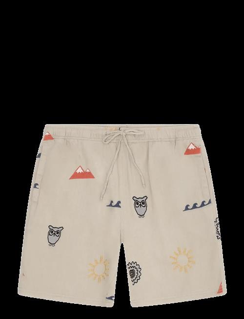 Knowledge Cotton Apparel | Fig Loose Embroidery Shorts | L