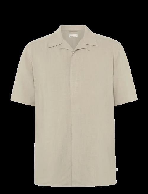 Knowledge Cotton Apparel | Moss Relaxed Linen Blend Short Slee | L