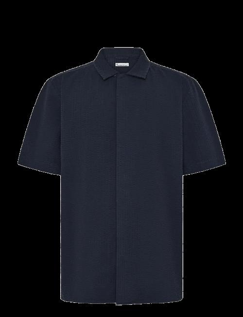 Knowledge Cotton Apparel | Relaxed Seersucker Short Sleeve Shi | XL