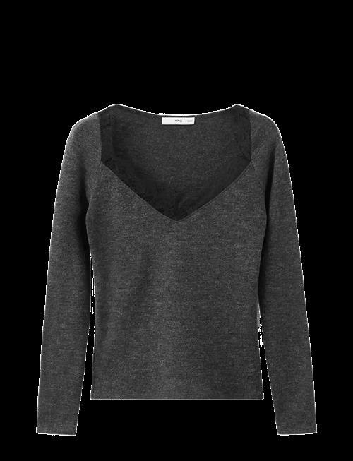 Mango | Lace-Trimmed Scoop-Neck Top | M