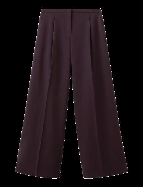 Mango | Wide Leg Mid-Rise Pleated Trousers | 40