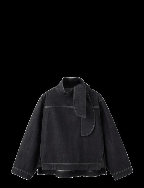Mango | Denim Blouse With Knot Neck | M