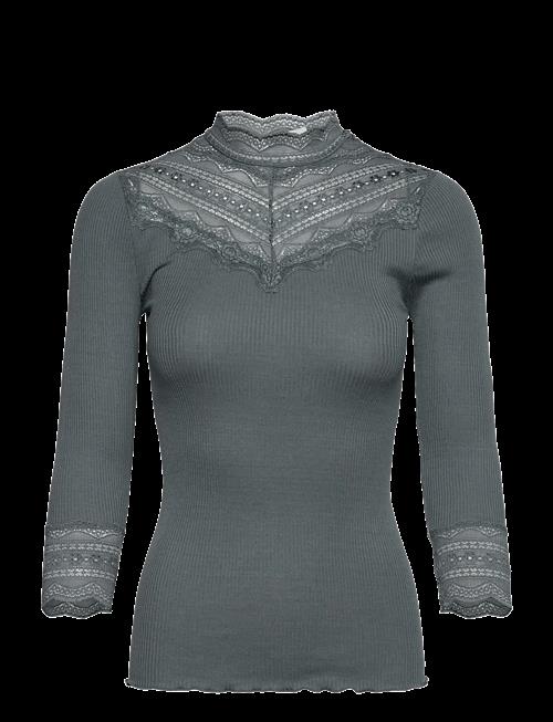 Rosemunde | Rwbenita Silk 3/4 Turtleneck Lace Top | XL