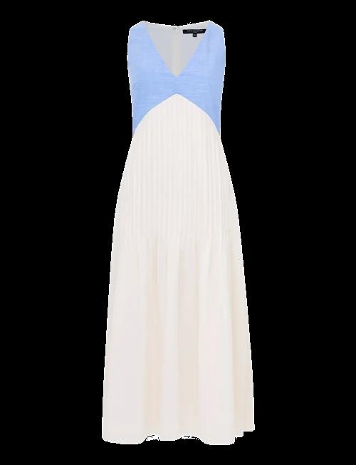 French Connection | Colby Chambray Pleat Mix Dress | 38