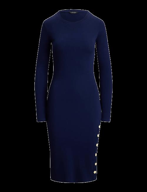Lauren Ralph Lauren | Button-Trim Ribbed Cotton-Blend Dress | XL