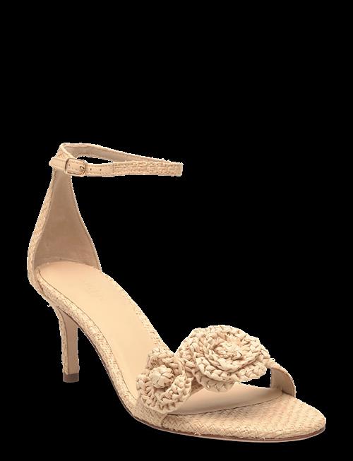 Lauren Ralph Lauren | Allie Mid-Heel Floral-Trim Raffia Sandal | 41