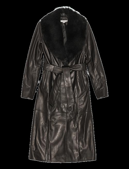 REMAIN Birger Christensen | Leather Trench With Fur Collar | 34