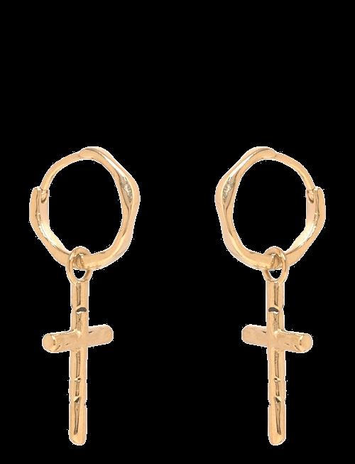 Samie | Cross - Earrings Gold-Plated | PAIR