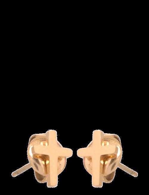 Samie | Cross - Earstuds Gold-Plated Steel | PAIR