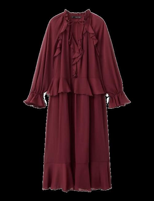 Mango | Long Ruffled Dress | M