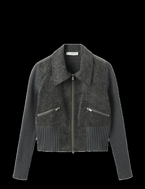 Mango | Knitted Jacket With Combined Fabrics | M