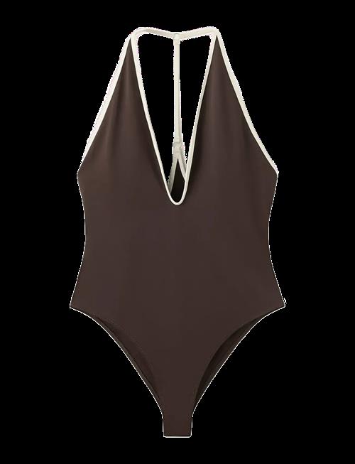Mango | V-Neck Swimsuit With Contrasting Trim | S