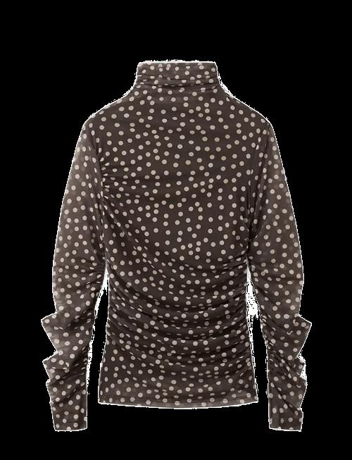 Mango | Ruched Polka Dot T-Shirt | S
