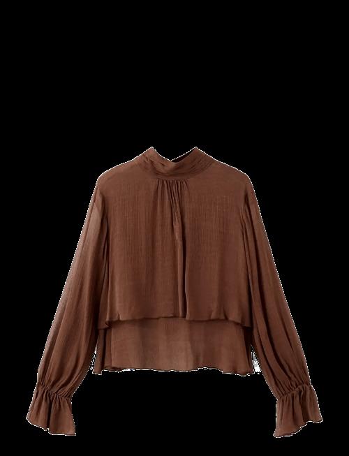 Mango | High-Neck Frilled Blouse | L