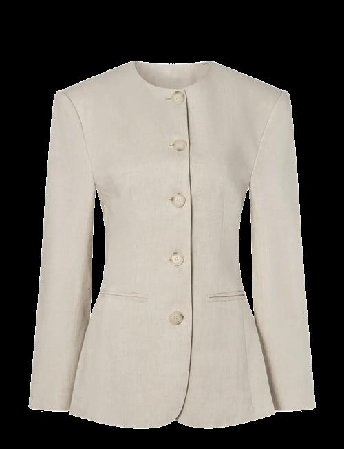 Malina | Carol Fitted Round Neck Linen Blazer | 44